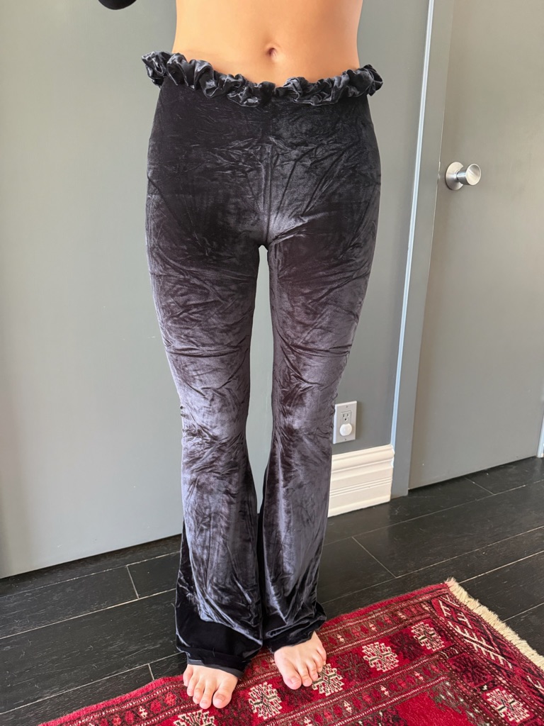 Velvet Boot Cut Lounge Pants - Black
